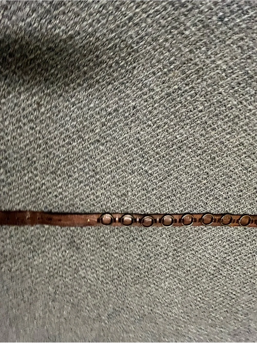 Vintage Leather Belt with Brass Ring Adornment and Buckle Size 38 - Picture 10 of 14